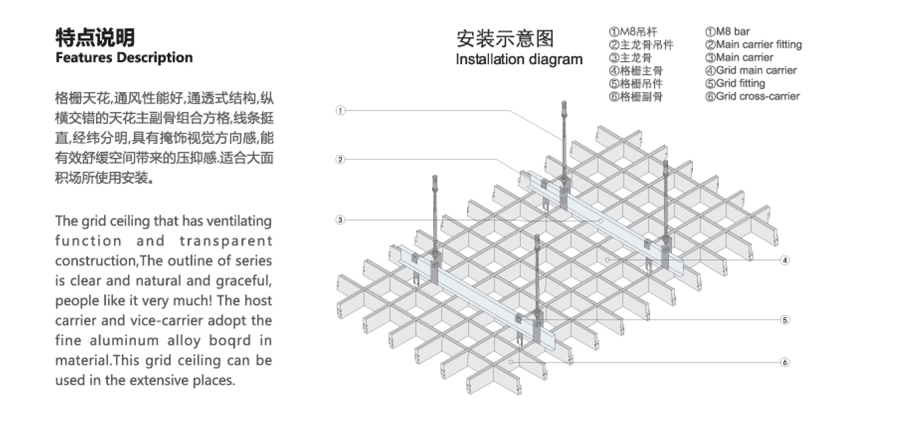 Aluminum grille ceiling