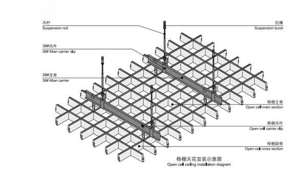 Installation Drawing of Aluminum Grille