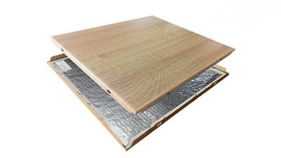 Wood grain perforated aluminum glass fiber composite ceiling